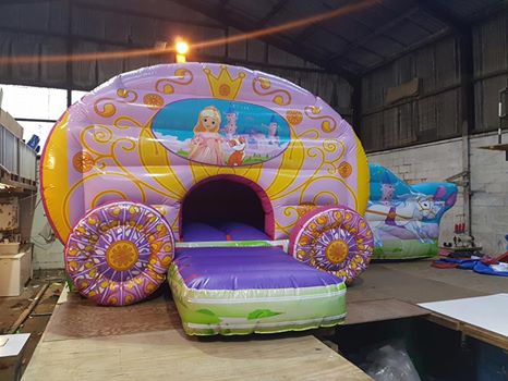 A wonderful new princess bouncy castle and side combo complete with amazing digitally printed artwork
